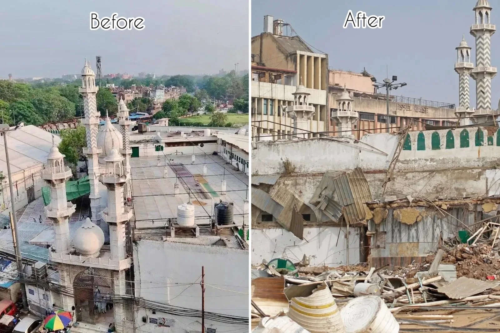 A before  and after picture of the site